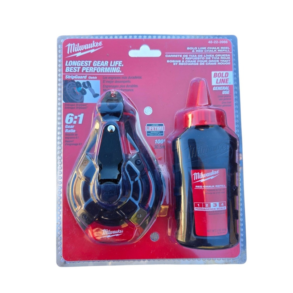 Milwaukee Tool 48-22-3986 Chalk Line Reel, Braided, 100 Ft L